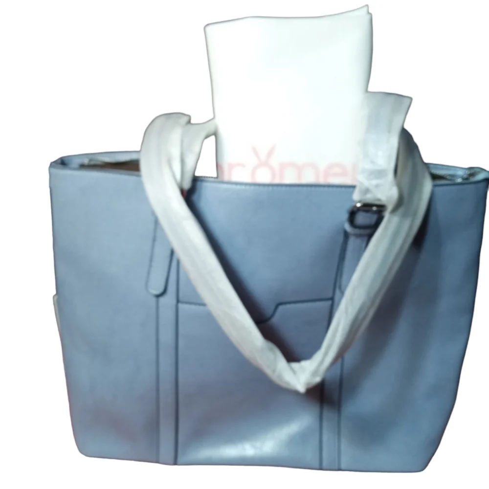 NWT Bromen Light Blue Faux Leather Laptop Bag